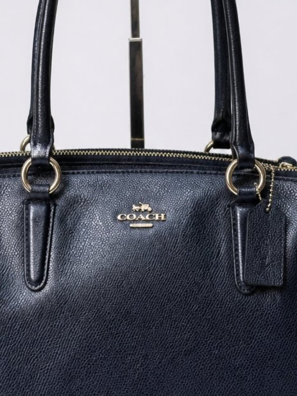 Coach Coach Christie Carryall Large Navy Blue Leather Satchel Women's Bag - Picture 2 of 10